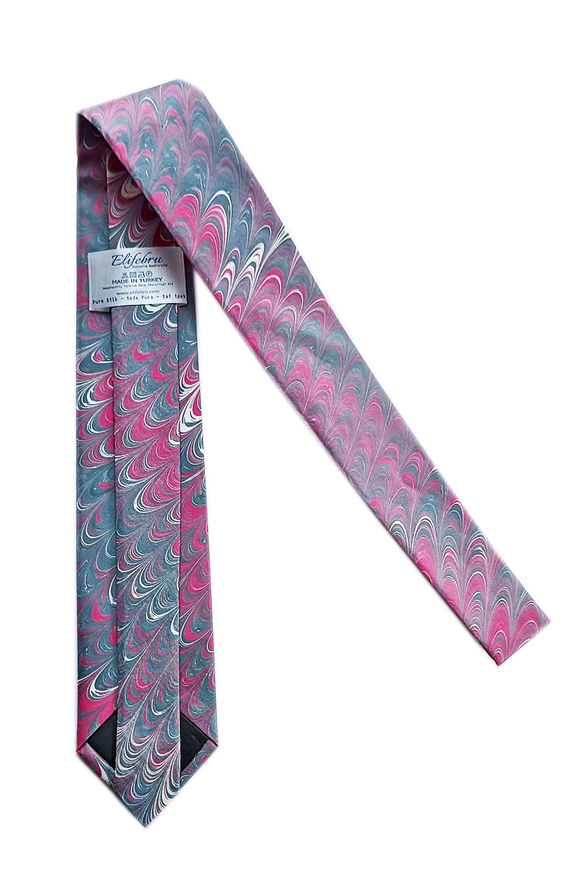 EBRU%20SANATI%20EL%20YAPIMI%20PEMBE%20GRİ%20İPEK%20KRAVAT%20IKR%20103