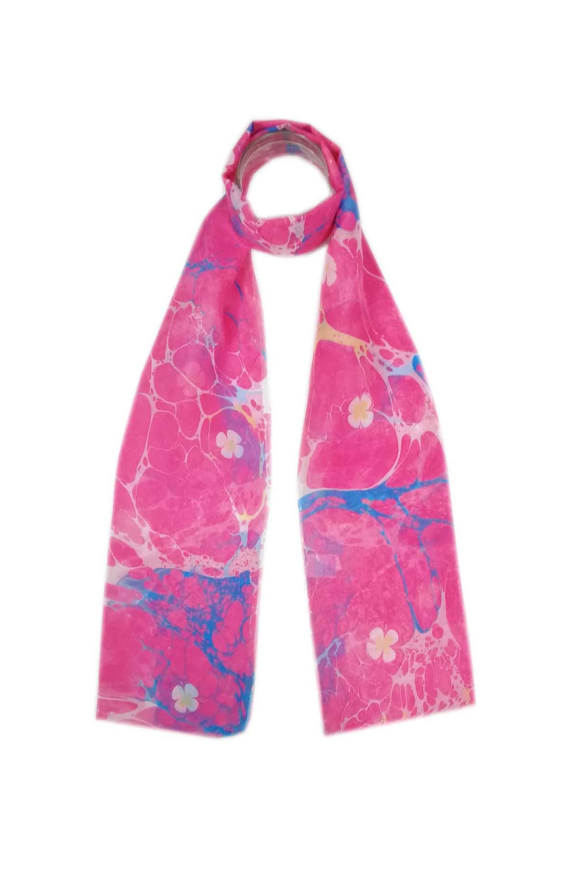 EBRU%20SANATI%20EL%20YAPIMI%20PEMBE%20SARI%20ÇİÇEKLİ%20İPEK%20FULAR%20KF%20115