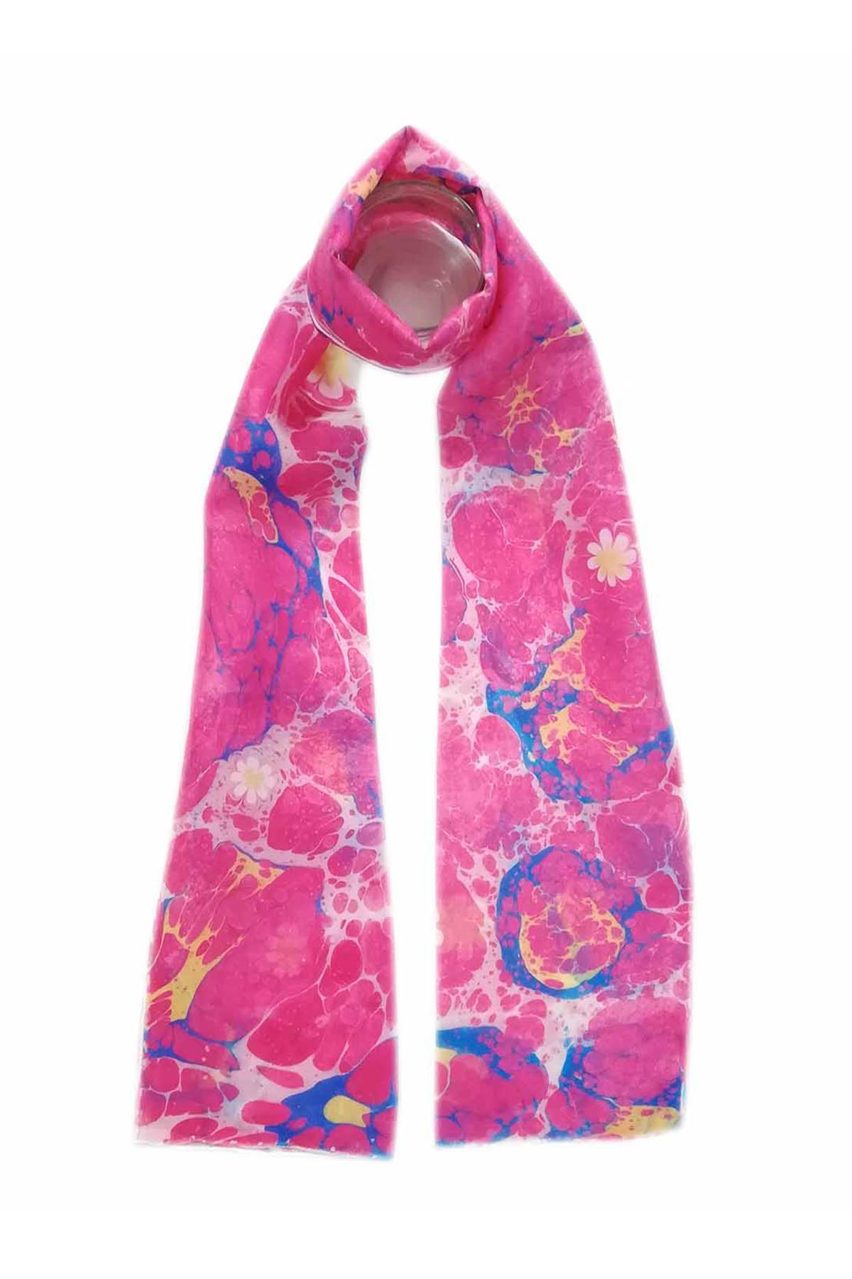 EBRU%20SANATI%20EL%20YAPIMI%20KADIN%20PEMBE%20SARI%20ÇİÇEKLİ%20İPEK%20FULAR%20KF%20117