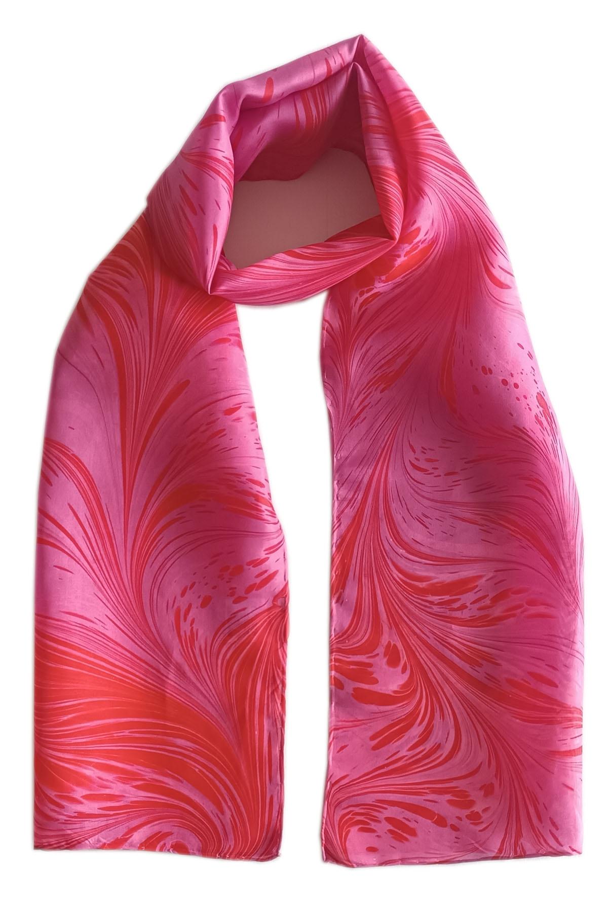EBRU%20SANATI%20EL%20YAPIMI%20İPEK%20KADIN%20FULAR%20PEMBE%20TURUNCU%20ÇOK%20RENKLİ%20OGF%2066