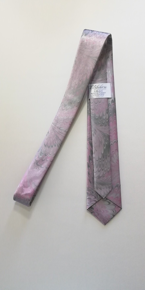 EBRU%20SANATI%20EL%20YAPIMI%20ERKEK%20SATEN%20KRAVAT%20PEMBE,%20GRİ
